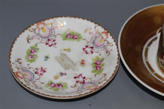 Four Italian porcelain cups and saucers, 19th century, including Doccia, saucers 11 -13.5cm